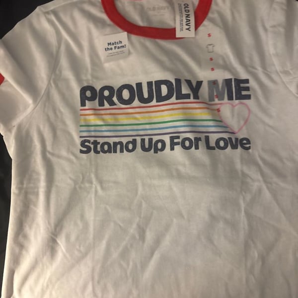Old Navy Proudly Me Ringer T-Shirt Size S White