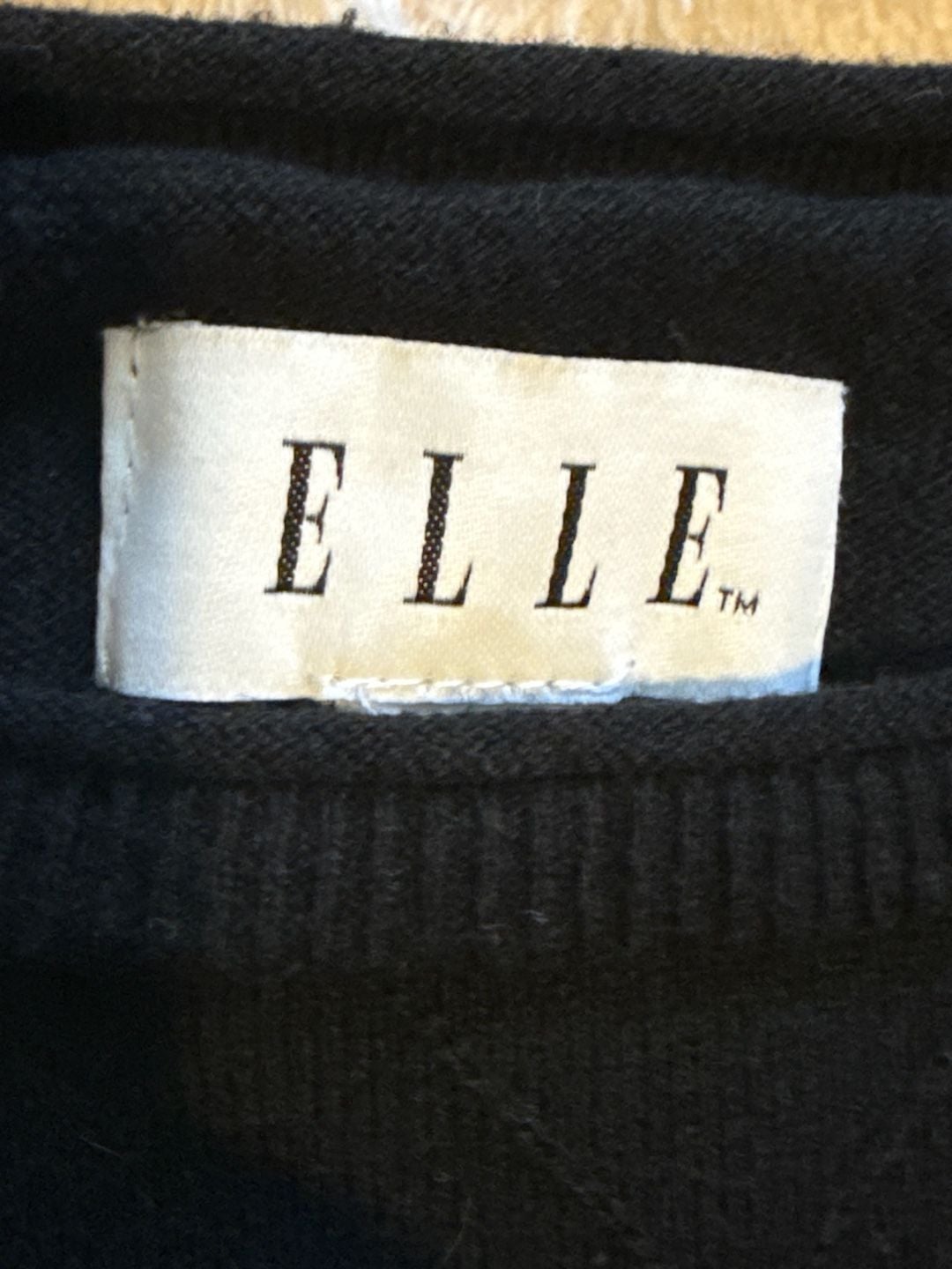 Elle Sweater Size L Black Faux Pearl Embellished Crewneck 4