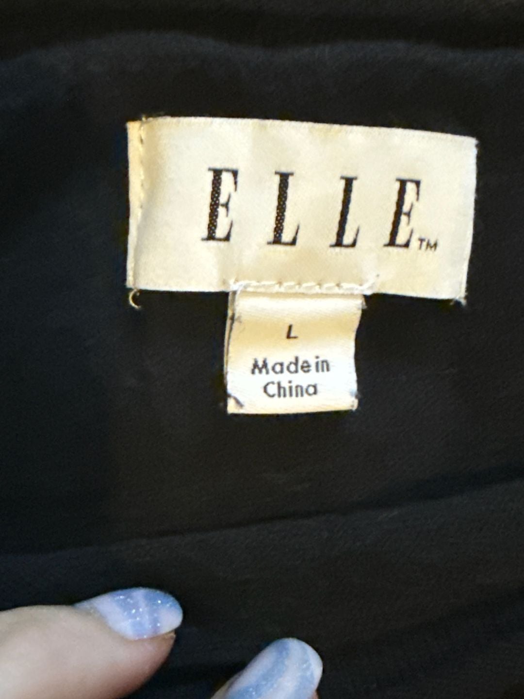 Elle Sweater Size L Black Faux Pearl Embellished Crewneck 5