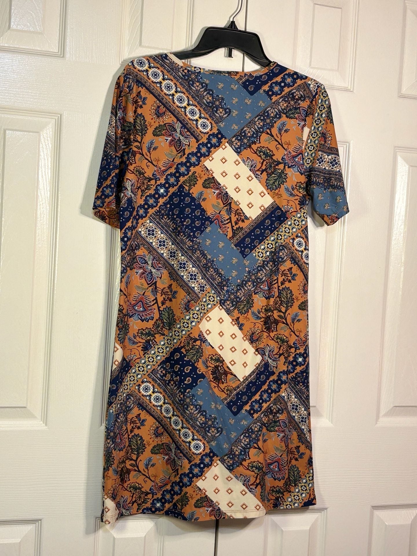 Bobbie Brooks T-Shirt Dress Size L Patchwork Paisley Print Casual 9