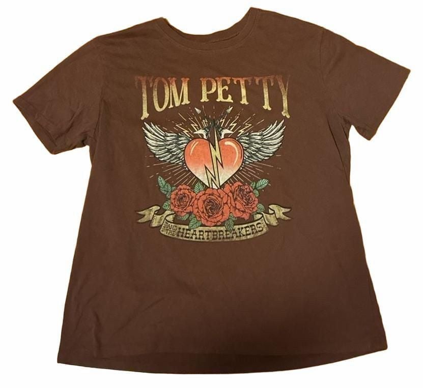 Hybrid Apparel Tom Petty T-Shirt Size M (8-10) Brown Tour 2