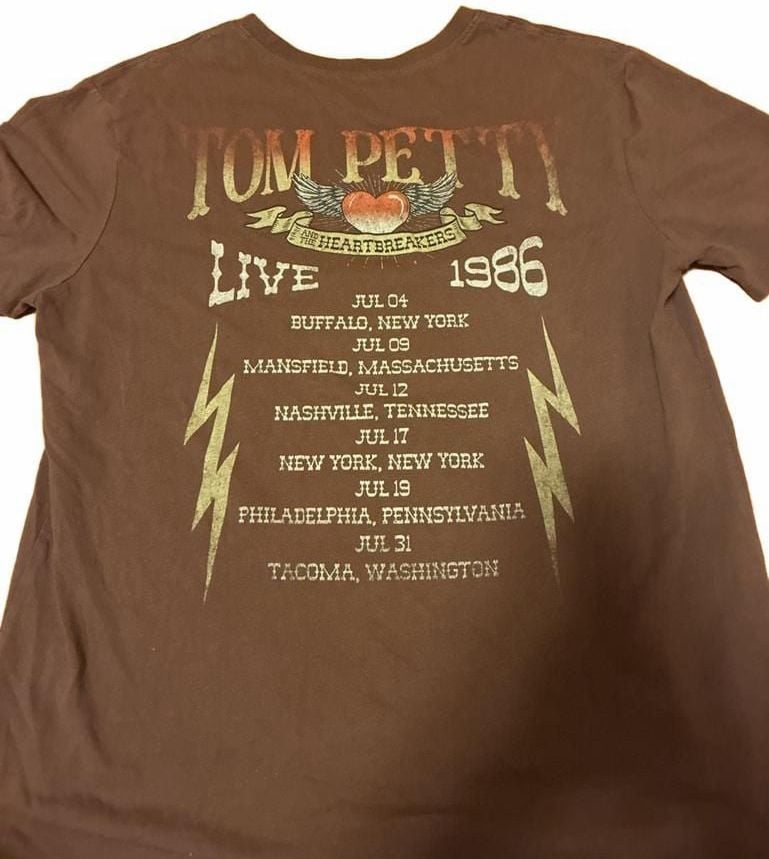 Hybrid Apparel Tom Petty T-Shirt Size M (8-10) Brown Tour 5