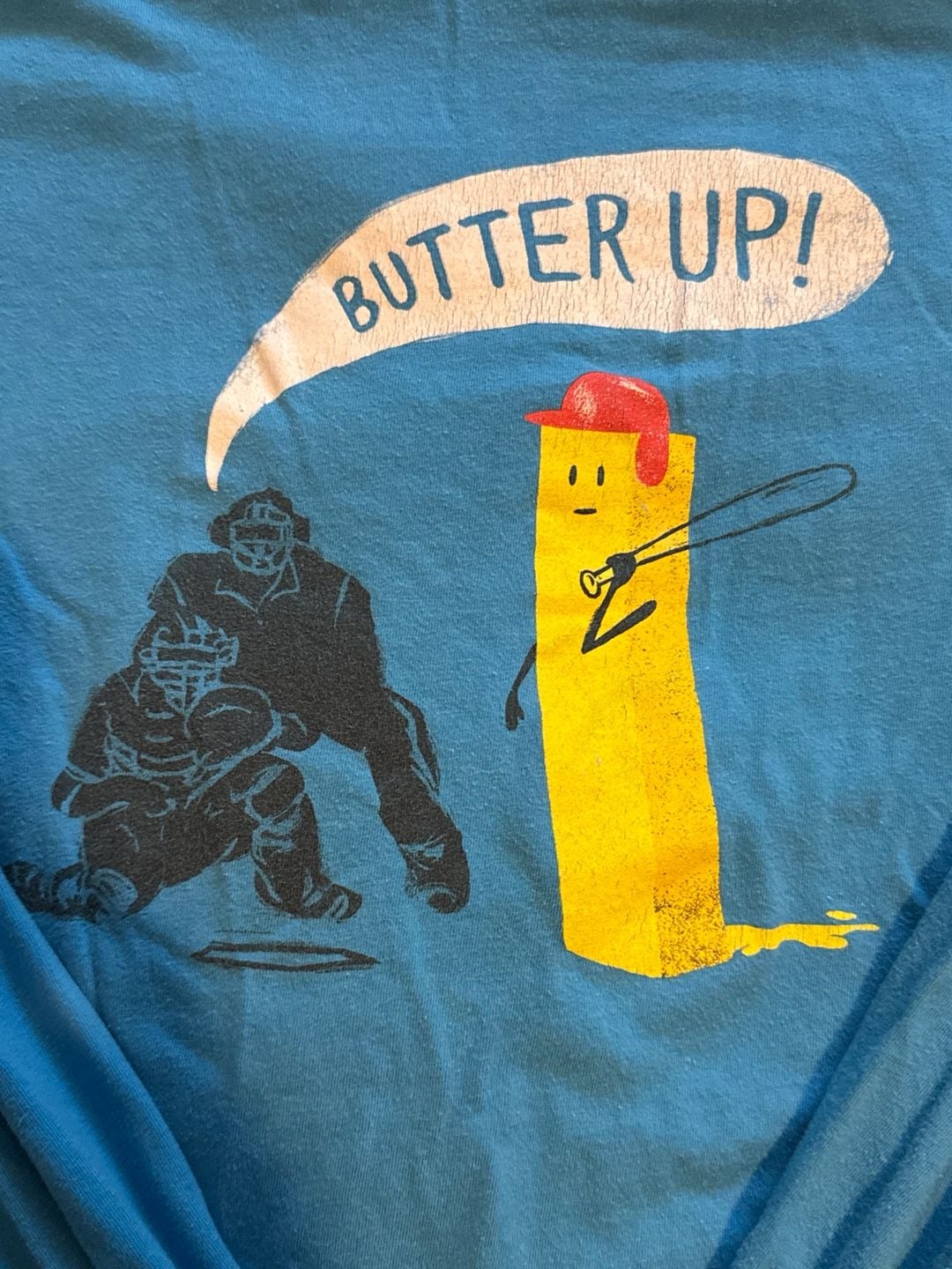 Brock Davis Butter Up Long Sleeve Graphic T-Shirt XL Blue 2