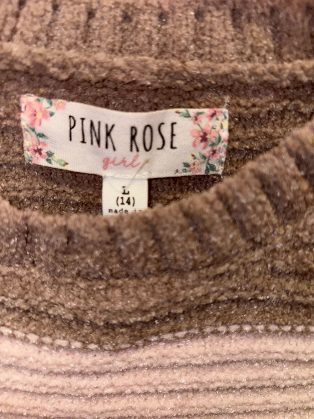 Pink Rose Girl Striped Sweater Size L (14) 6