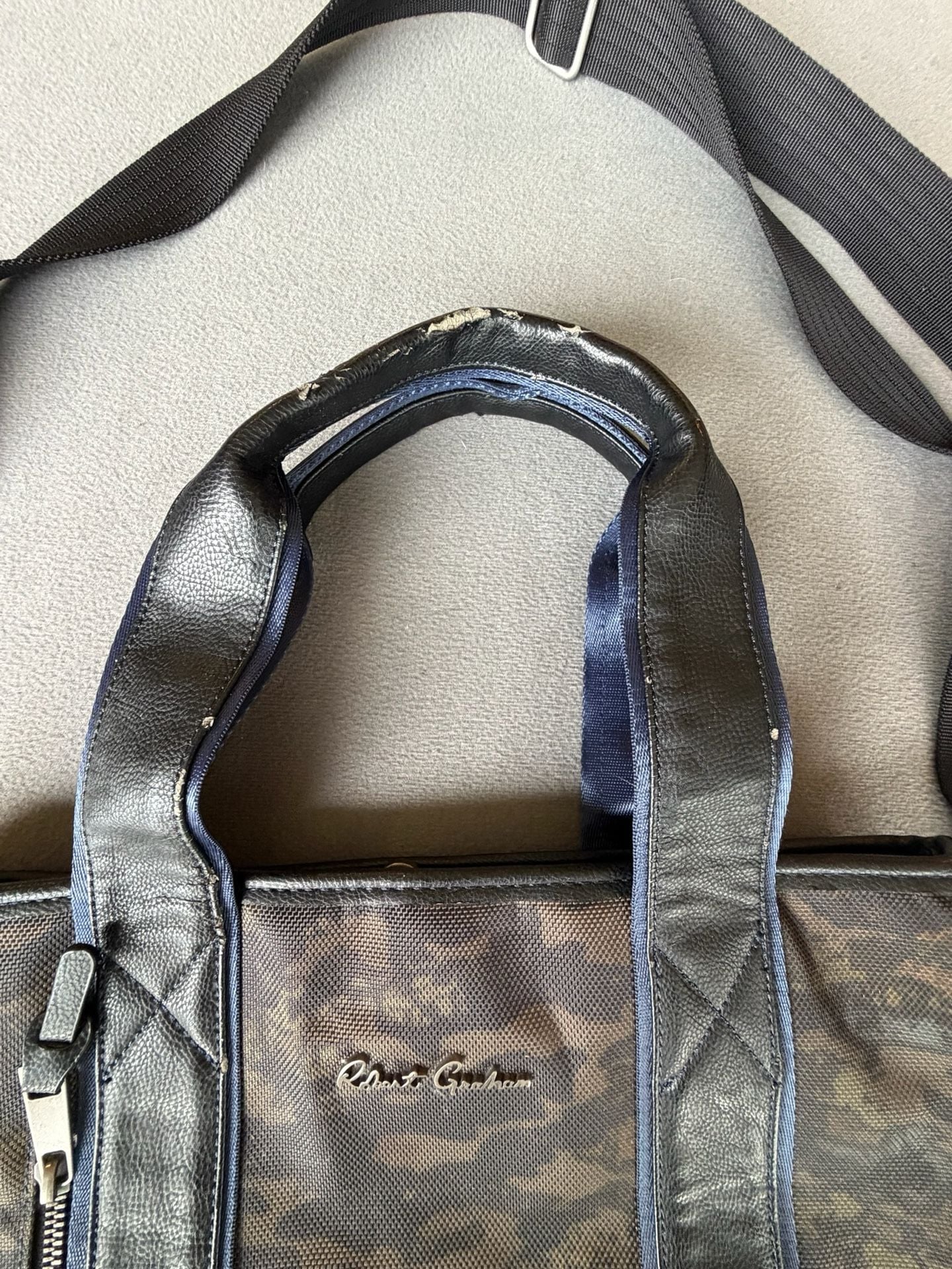 Robert Graham Camouflage Tote Bag Brown Black Leather 3