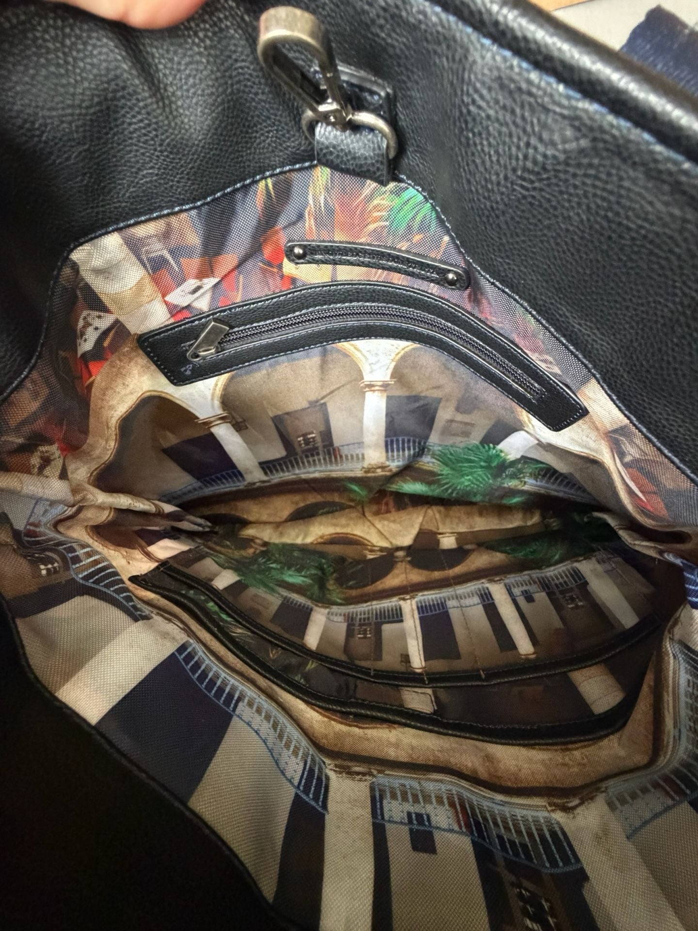 Robert Graham Camouflage Tote Bag Brown Black Leather 4