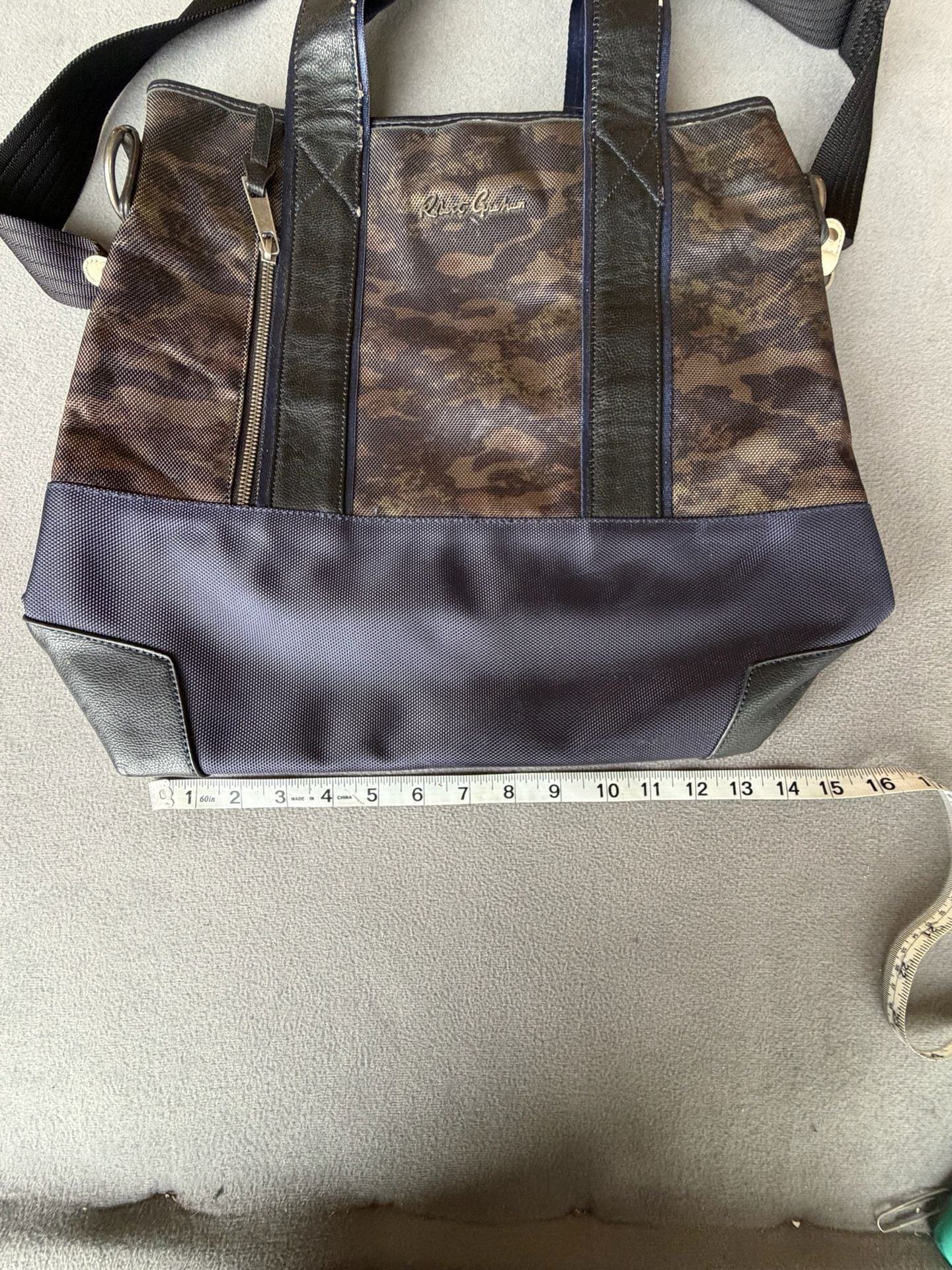 Robert Graham Camouflage Tote Bag Brown Black Leather 5