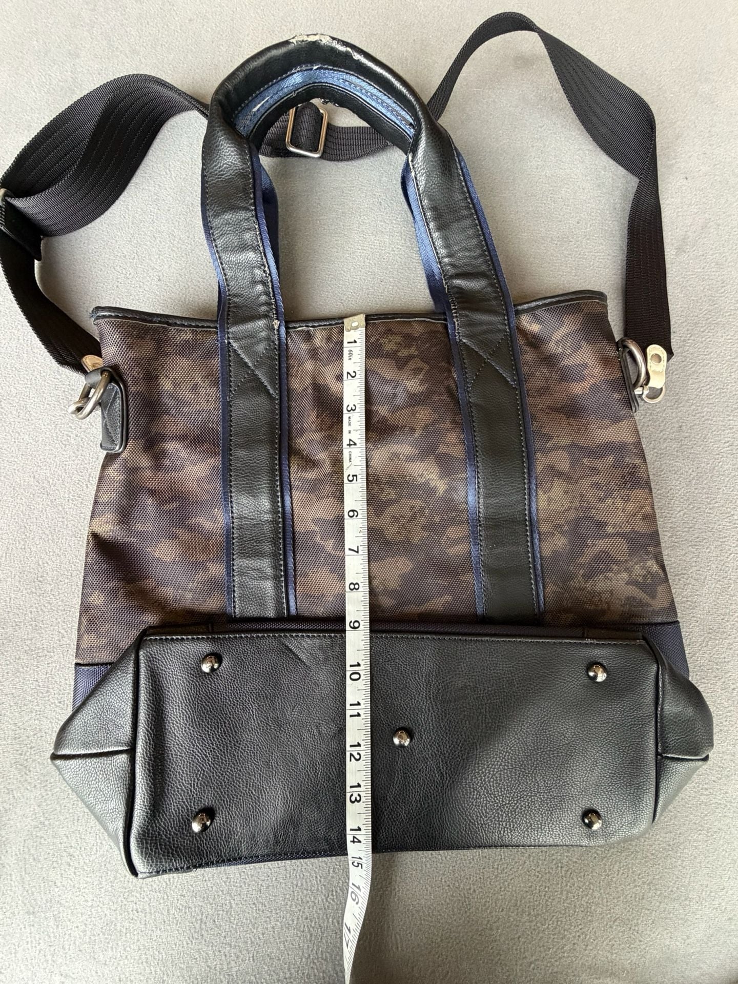 Robert Graham Camouflage Tote Bag Brown Black Leather 6