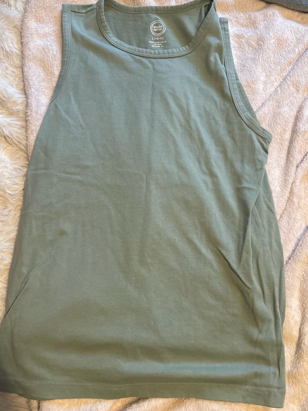 Wonder Nation Tank Top Size L (10-12) Green Cotton Crewneck Sleeveless 2