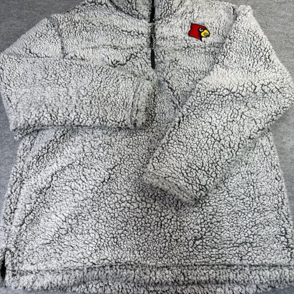 Boxercraft Louisville Cardinals Sherpa Quarter Zip Size XL Gray