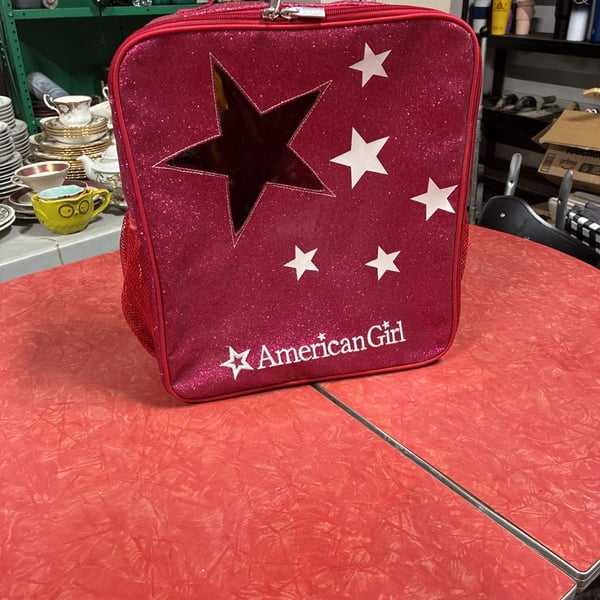 American Girl Sparkle Doll Tote Backpack Pink Star Window