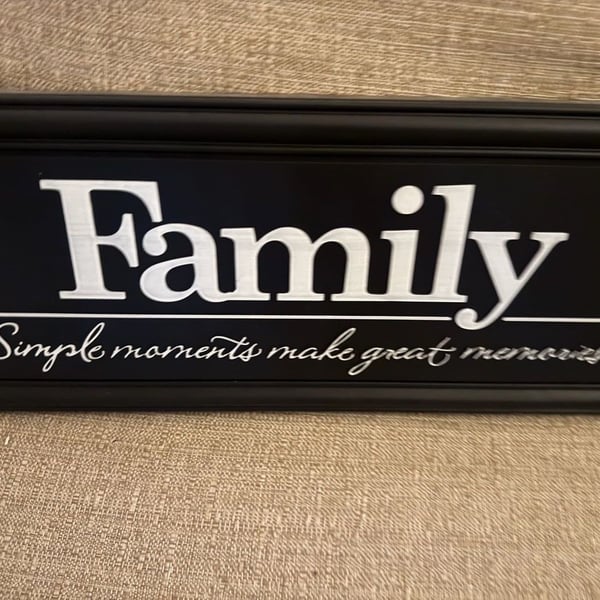 Family Simple Moments Make Great Memories Wall Decor Sign Black White 18x7