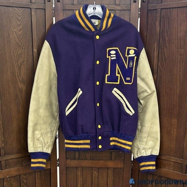 Kaye Bros. Award Jacket Purple Letterman Varsity Wool Leather