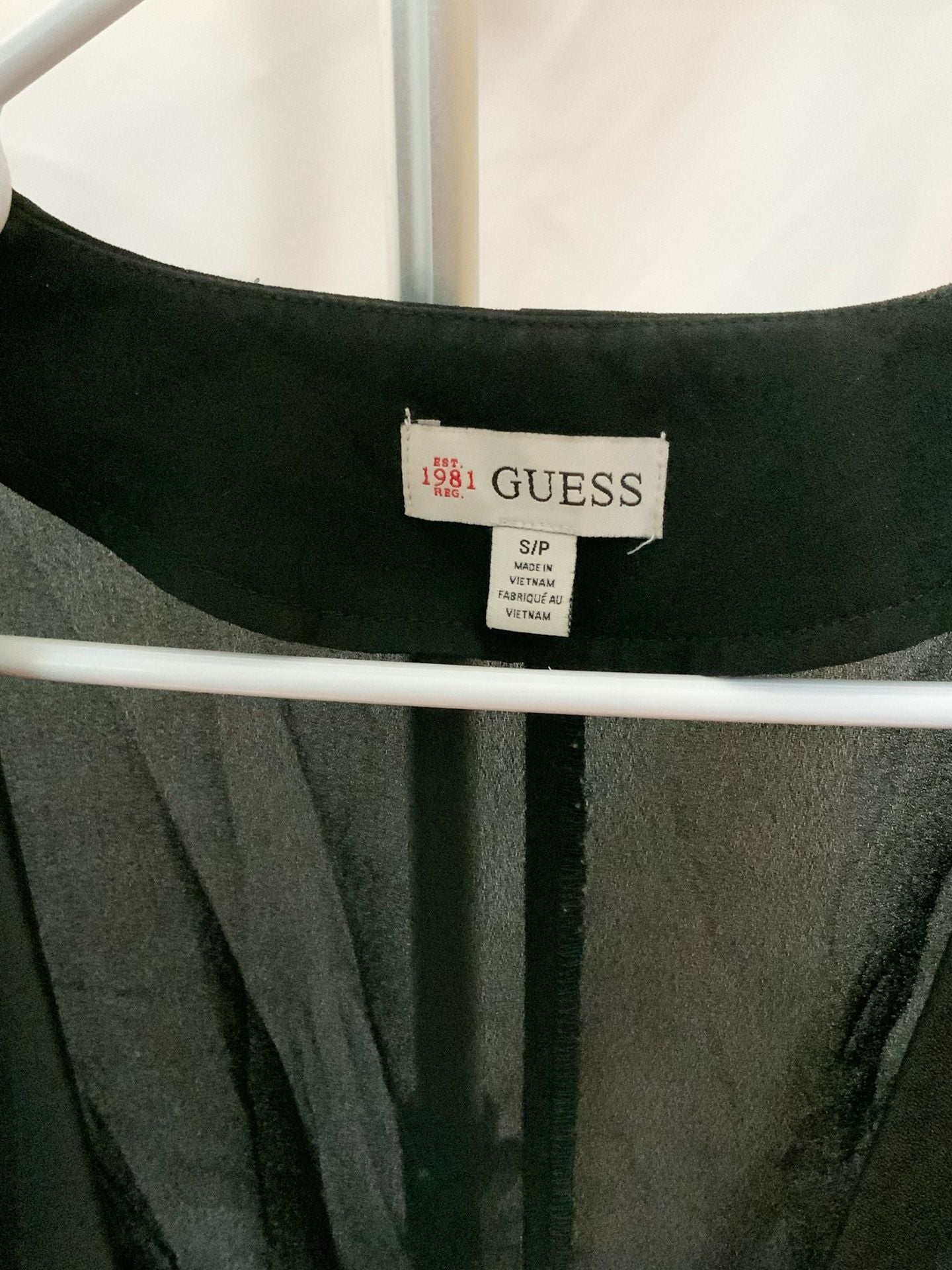 Guess Blazer Women’s Size S Black Open Front Sheer Back Collarless Jacket 3