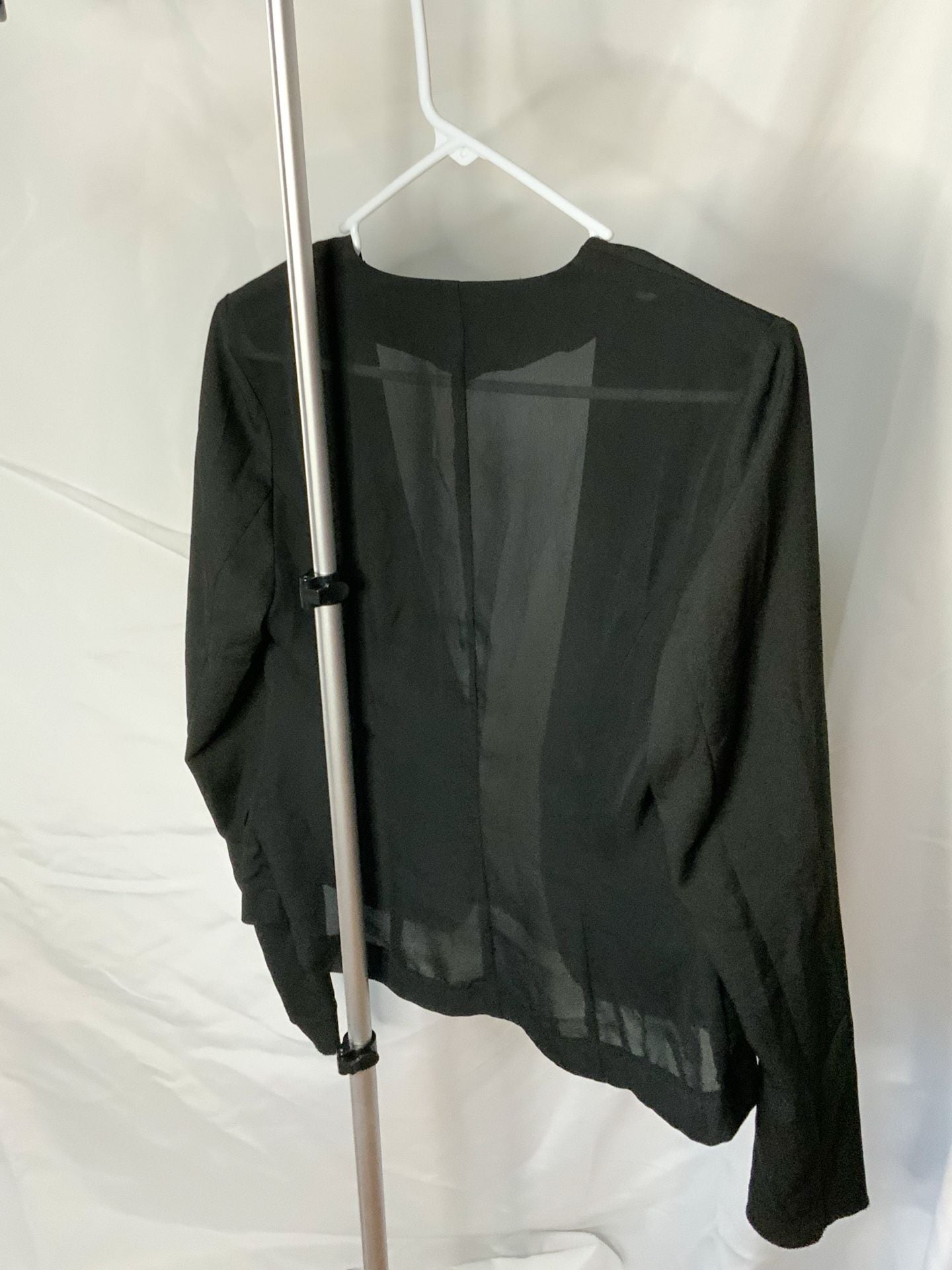 Guess Blazer Women’s Size S Black Open Front Sheer Back Collarless Jacket 4