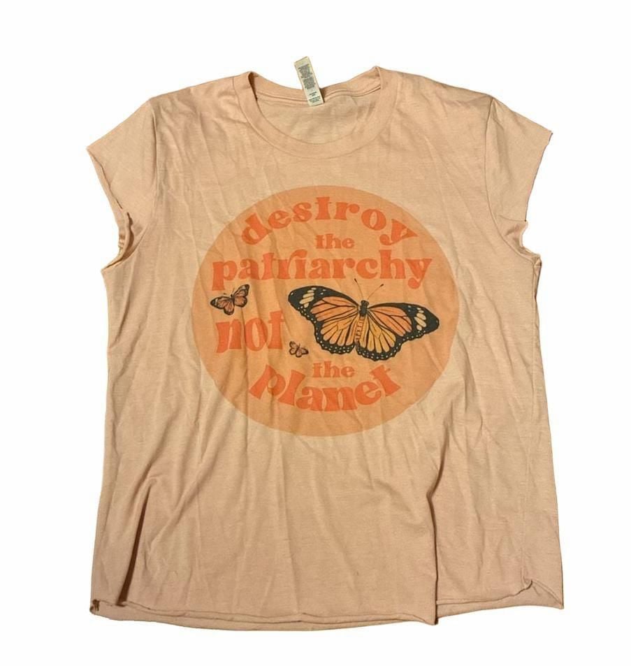 Bella+Canvas Destroy The Patriarchy Not The Planet T-Shirt Size S Pink Butterfly 2