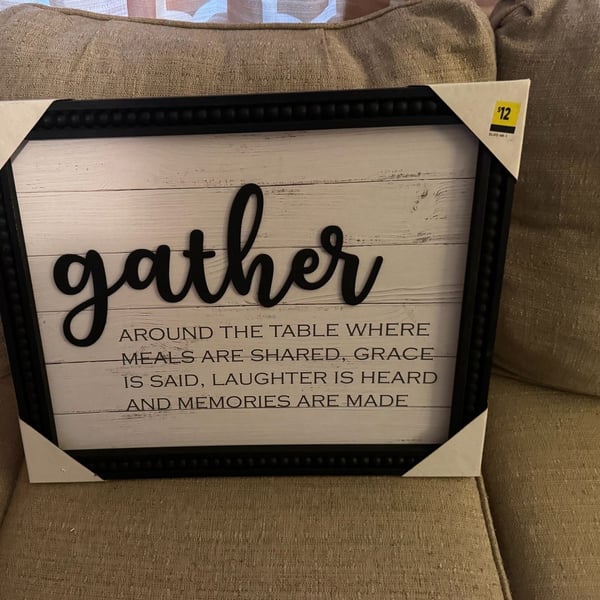 Sign of the Times Gather Around the Table Framed Wood Wall Sign 15.5"x13"