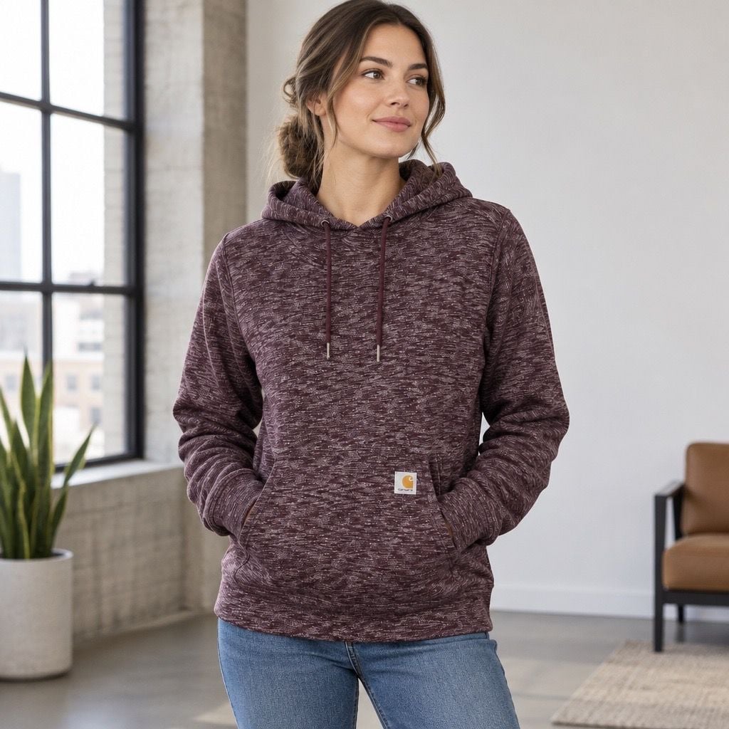 Carhartt Women's Newberry Hoodie Size M (8/10) Plum Relaxed Fit 2
