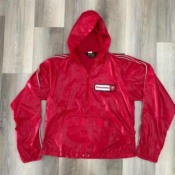 Swingster Firestone Jacket Size M Red Vintage 80s Windbreaker Anorak