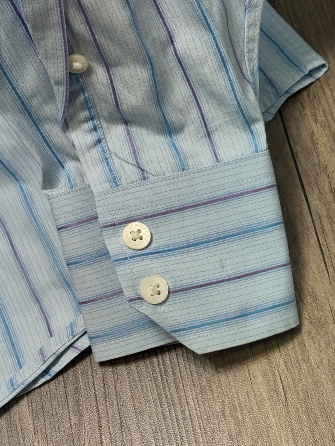 Ted Baker London Dress Shirt Size 18 34/35 Blue Striped Cotton 5
