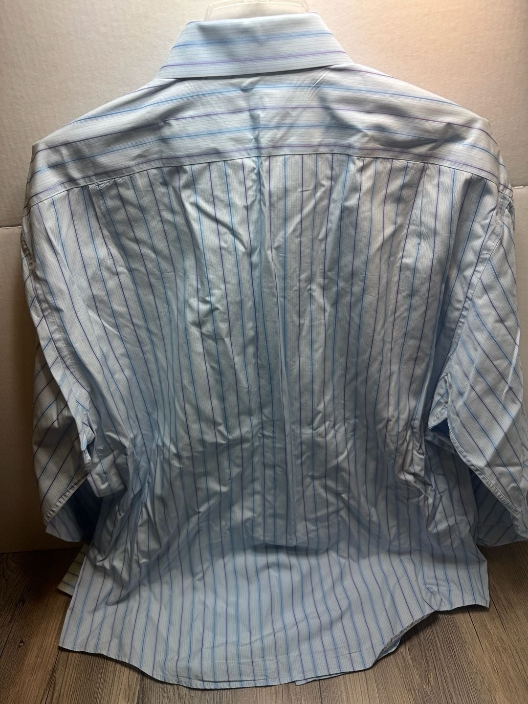 Ted Baker London Dress Shirt Size 18 34/35 Blue Striped Cotton 6