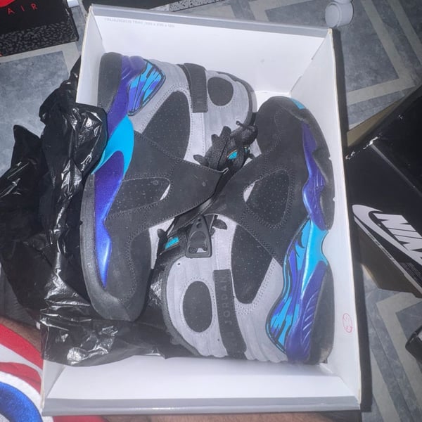 Nike Air Jordan 8 Retro Aqua Sneakers Black Bright Concord Aqua Tone