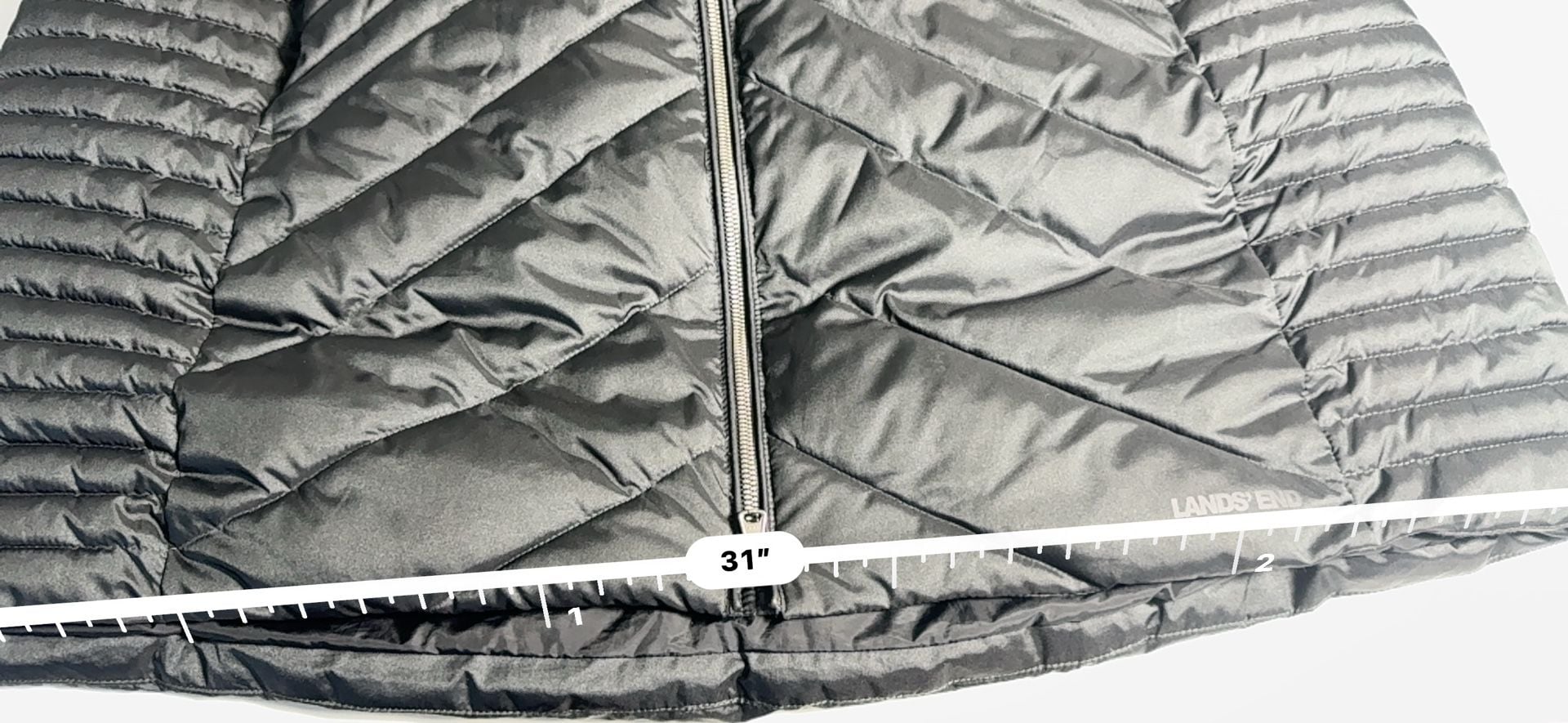 Lands' End Down Coat Size 20W-22W 2X Black Quilted Primaloft Fur Hood 15