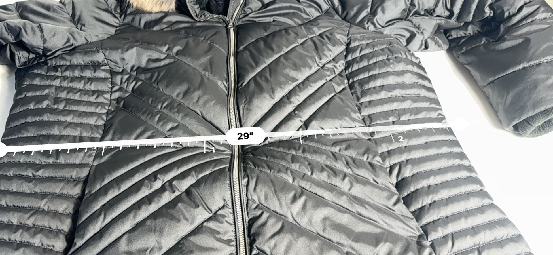 Lands' End Down Coat Size 20W-22W 2X Black Quilted Primaloft Fur Hood 14