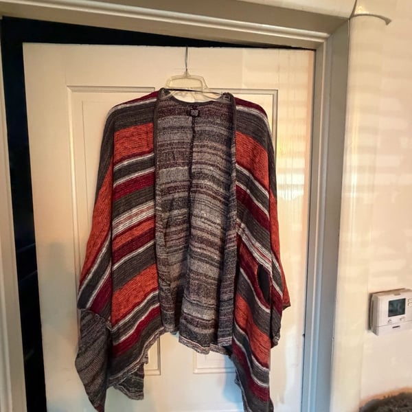 Volcom Head Honcho Poncho One Size Fits Most Striped Sweater Cardigan
