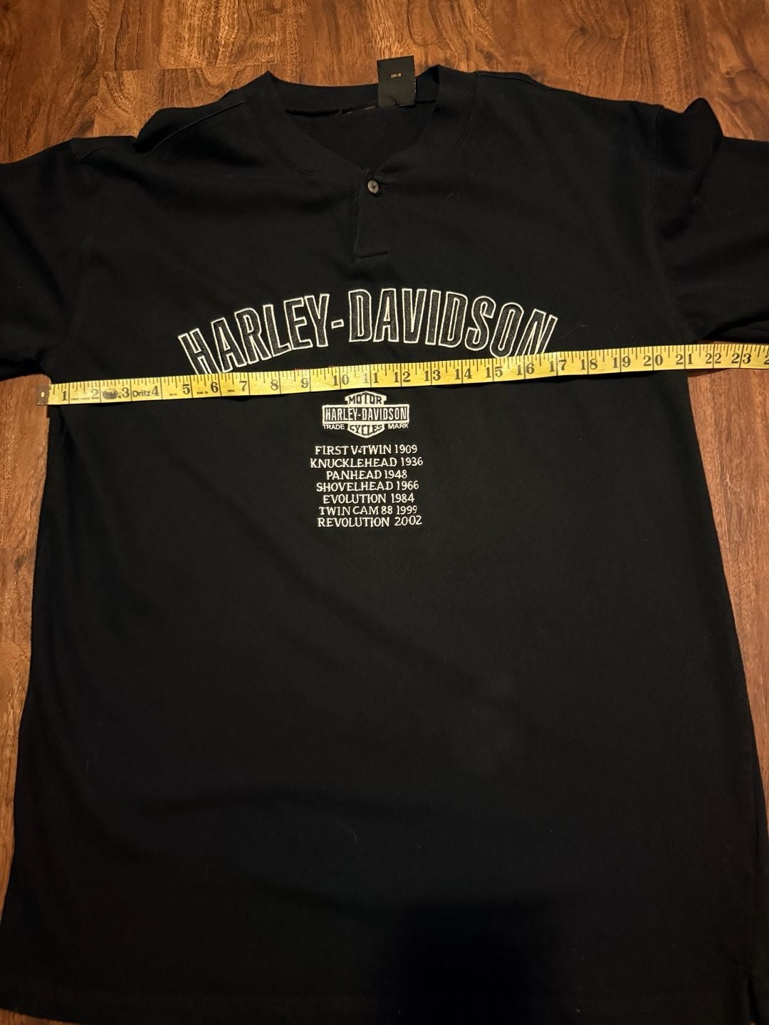 Harley Davidson V-Twin Power Long Sleeve Henley Size Large Black Shirt 4