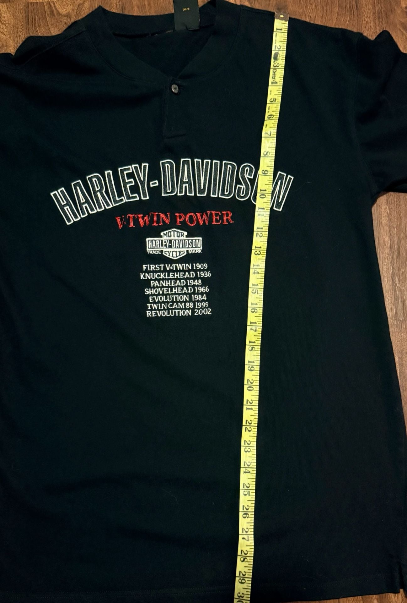 Harley Davidson V-Twin Power Long Sleeve Henley Size Large Black Shirt 5