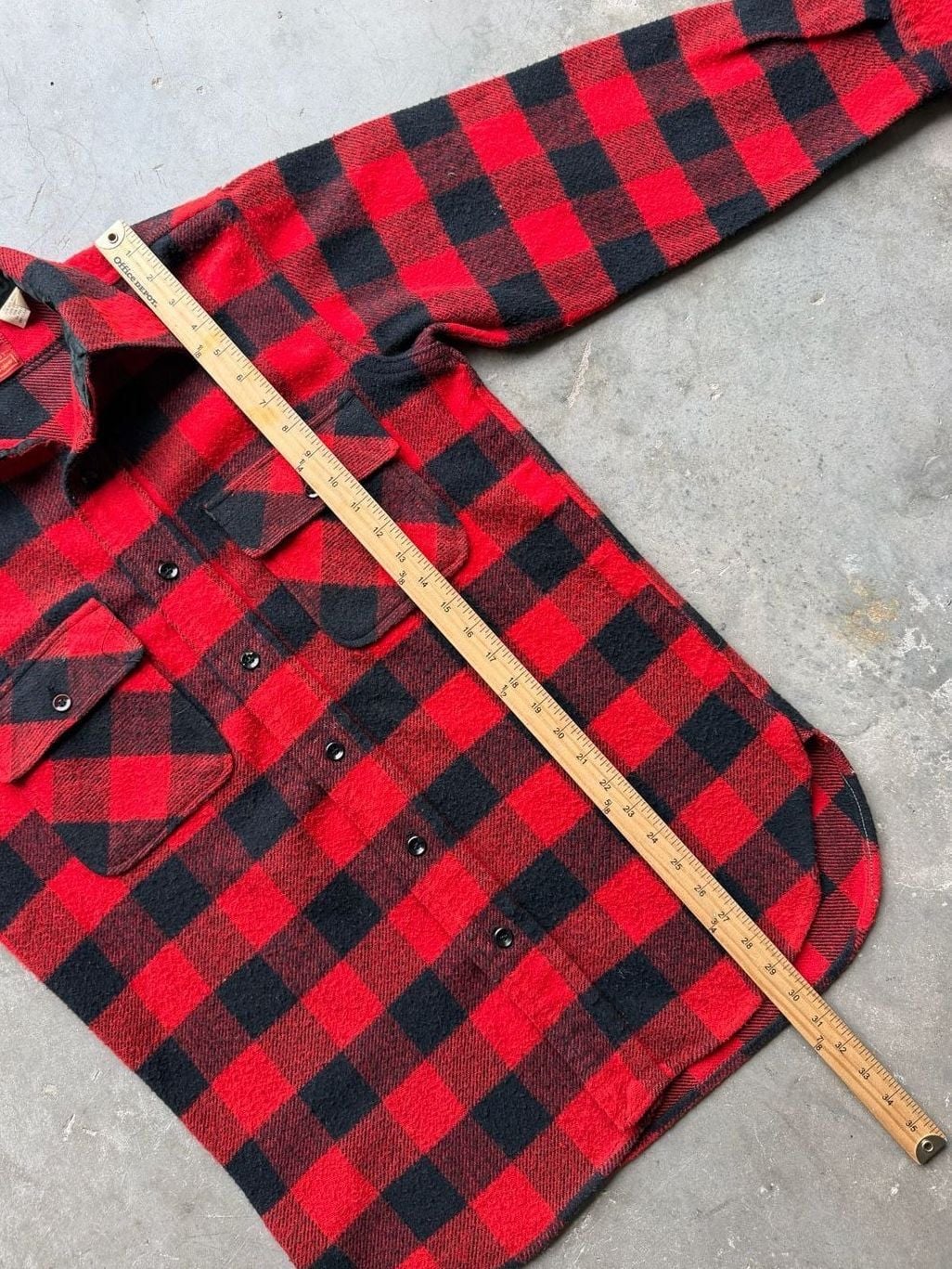 Vintage 70s Sears Kings Road Mens Store Buffalo Plaid Wool Blend Flannel Shirt 7