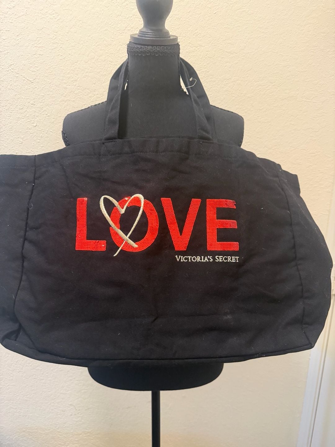 Victoria's Secret Love Tote Bag Black Sequin 3
