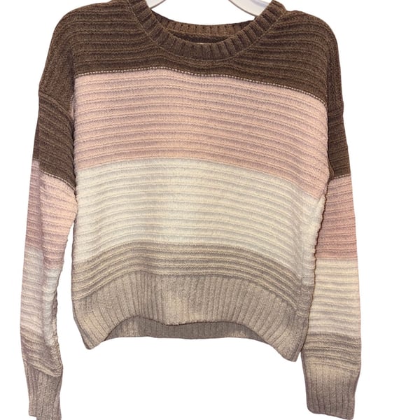 Pink Rose Girl Striped Sweater Size L (14)