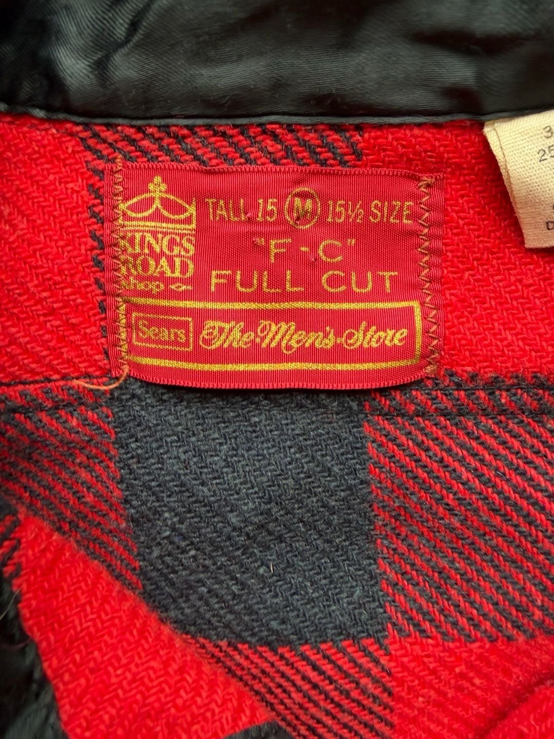 Vintage 70s Sears Kings Road Mens Store Buffalo Plaid Wool Blend Flannel Shirt 4