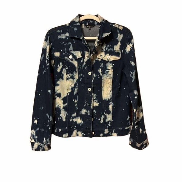 Bliss Lane Denim Jacket Size M Acid Wash Rhinestone