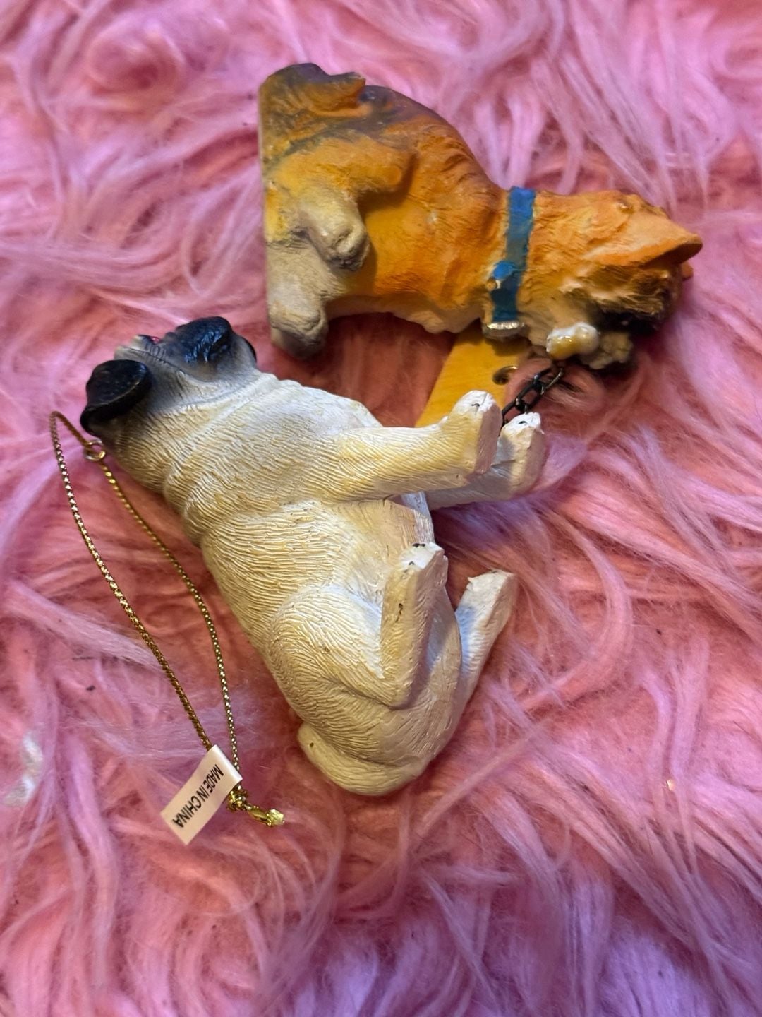  Dog Figurines Resin Miniature Puppy decor bundle of 2 one is an ornament 12