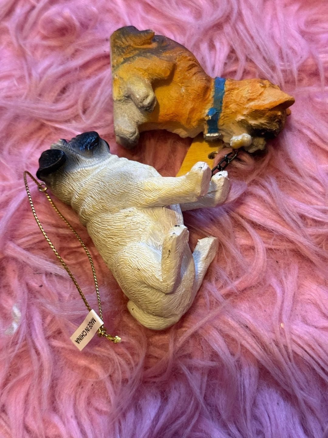  Dog Figurines Resin Miniature Puppy decor bundle of 2 one is an ornament 13