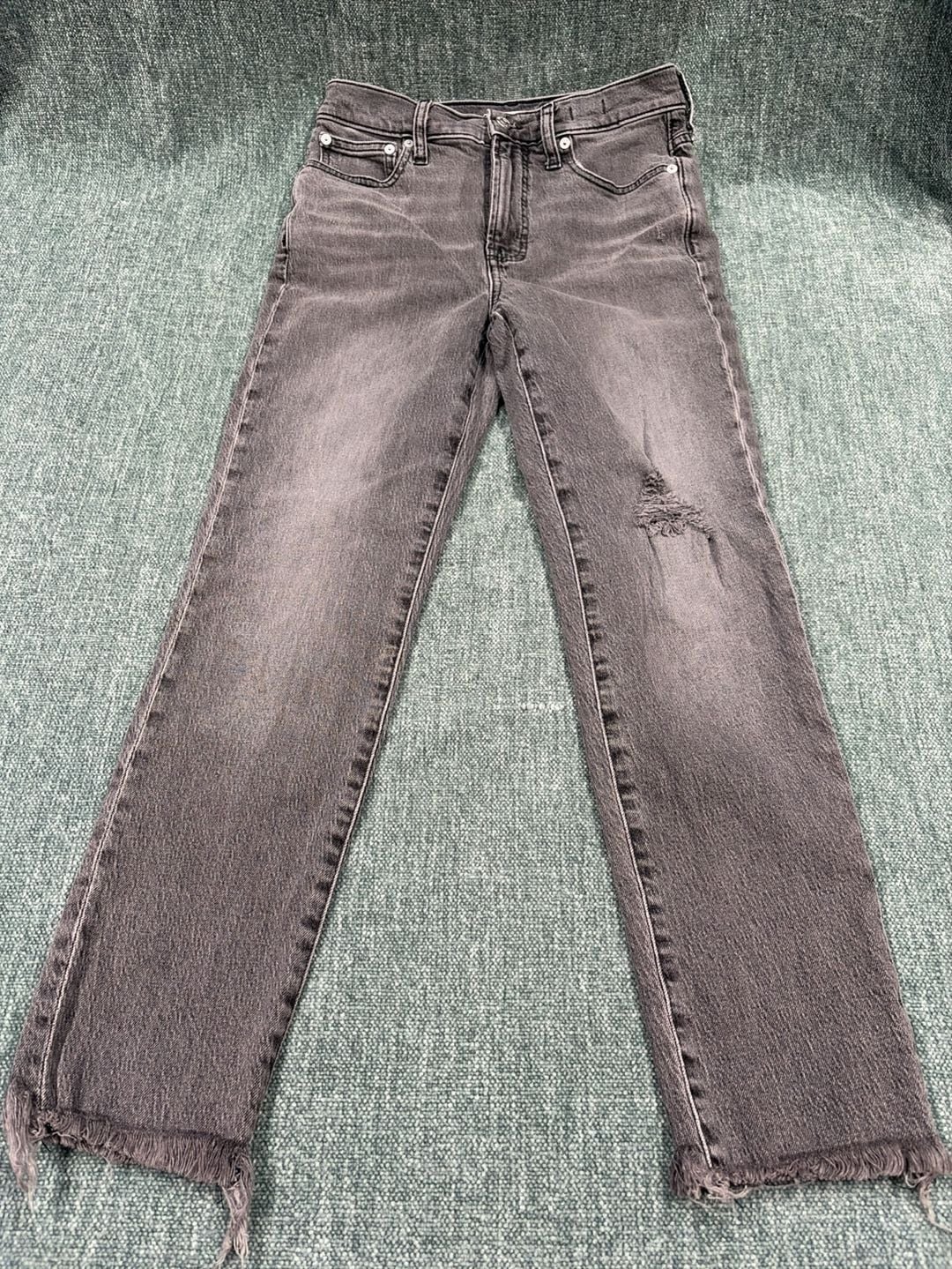 Madewell The Perfect Vintage Jean Size 25 Black Washed Raw Hem 2