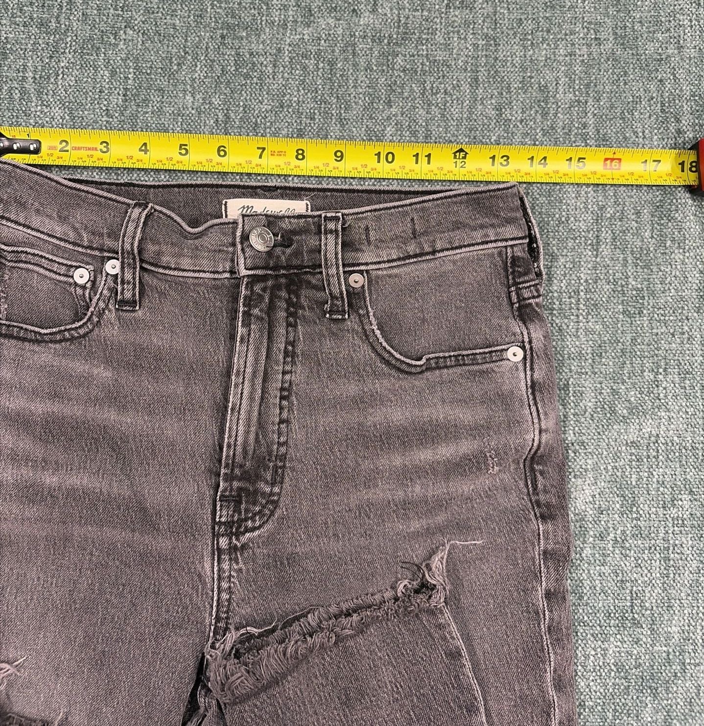 Madewell The Perfect Vintage Jean Size 25 Black Washed Raw Hem 5