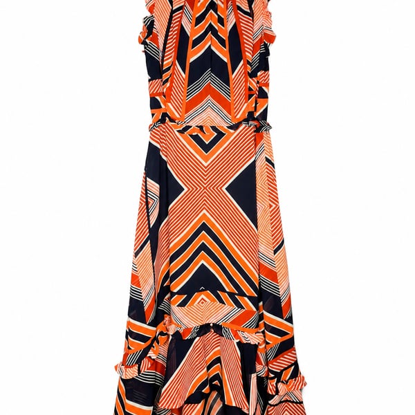Julia Jordan Geometric Ruffle Hi Low Maxi Dress (q1)