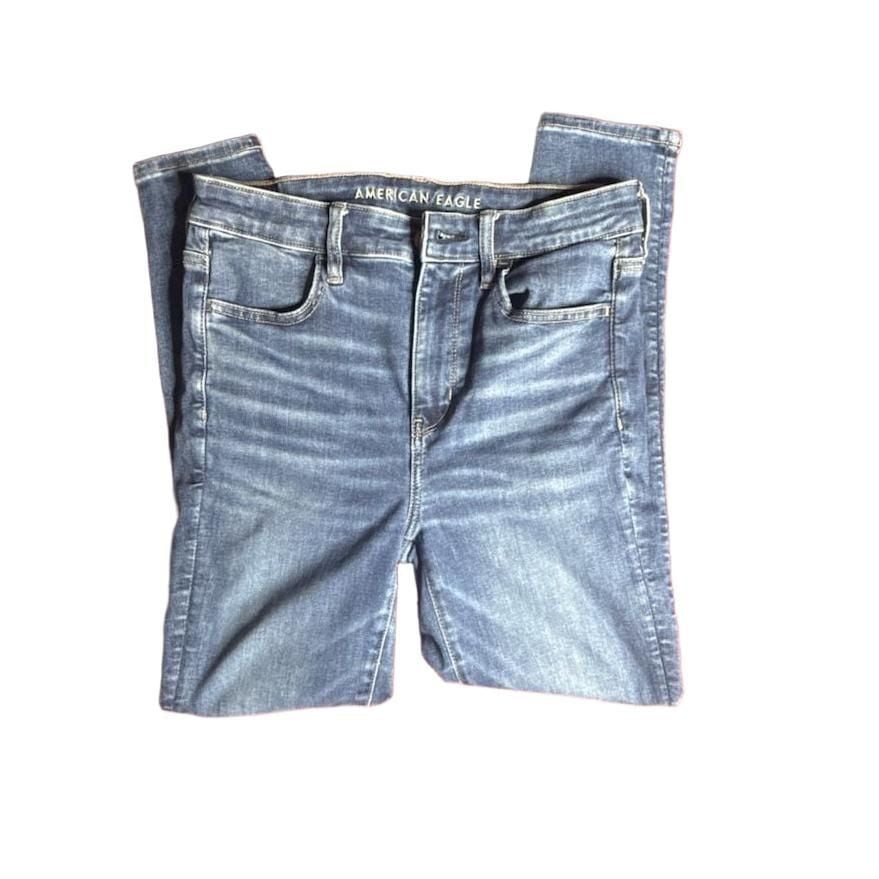 American Eagle Hi-Rise Jegging Size 8 Short Blue Denim Stretch Jeans 3