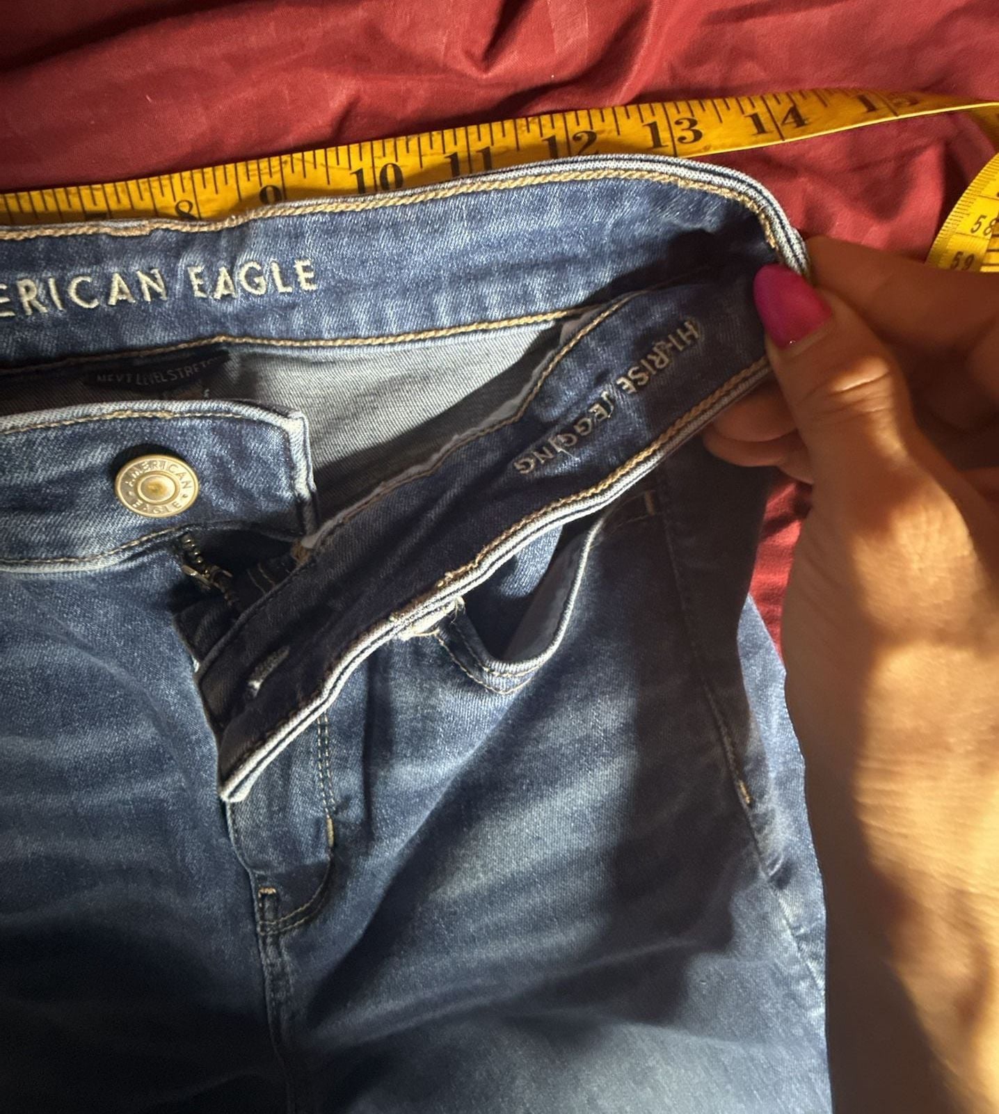 American Eagle Hi-Rise Jegging Size 8 Short Blue Denim Stretch Jeans 4