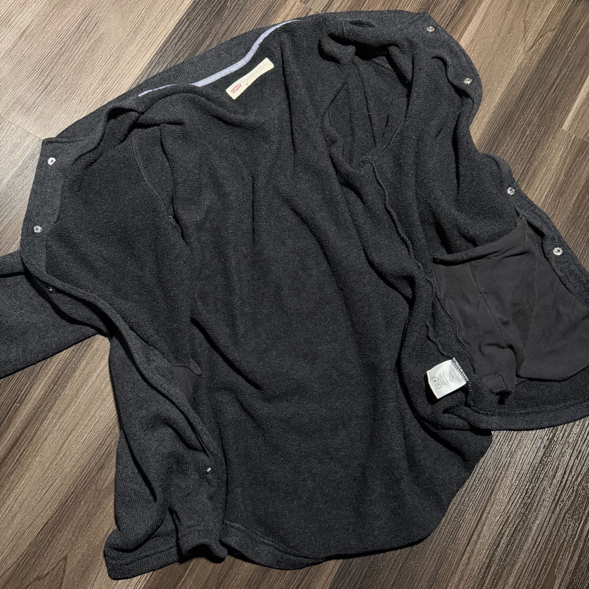 Levi's French Terry Bomber Jacket Size Dark Gray Snap Front 5