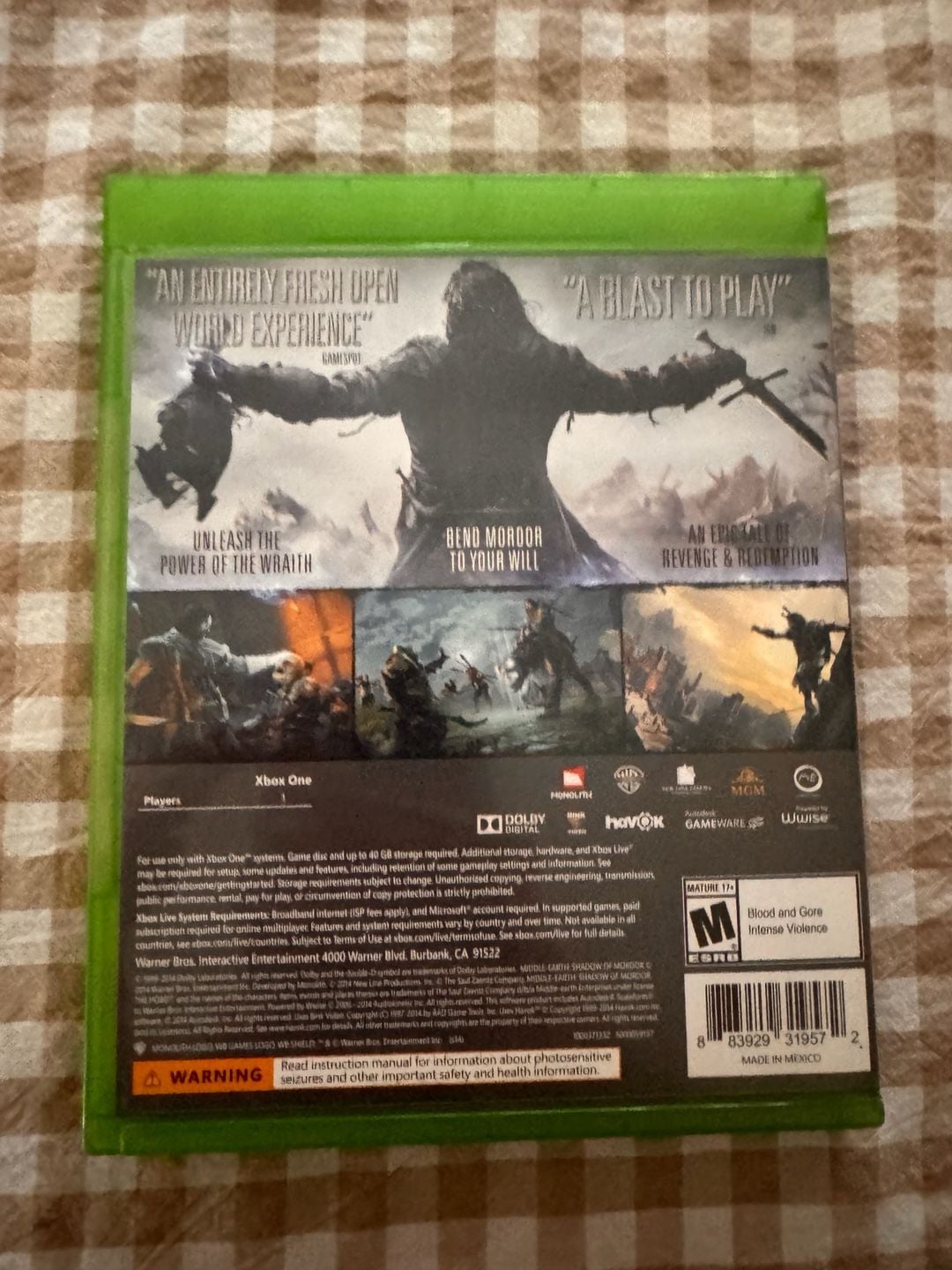 Middle-Earth Shadow Of Mordor Xbox One 2