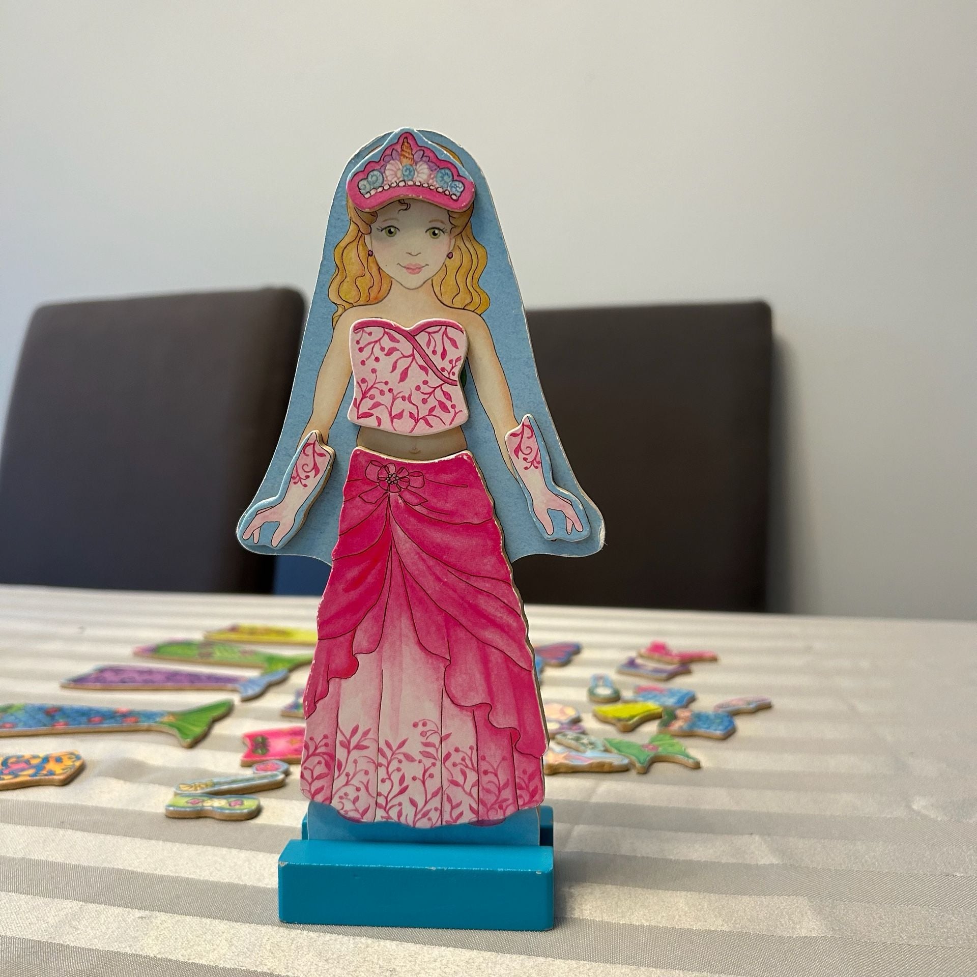 Melissa And Doug Mermaid Magnetic Dress Up Set Wooden Doll With Accessories 5