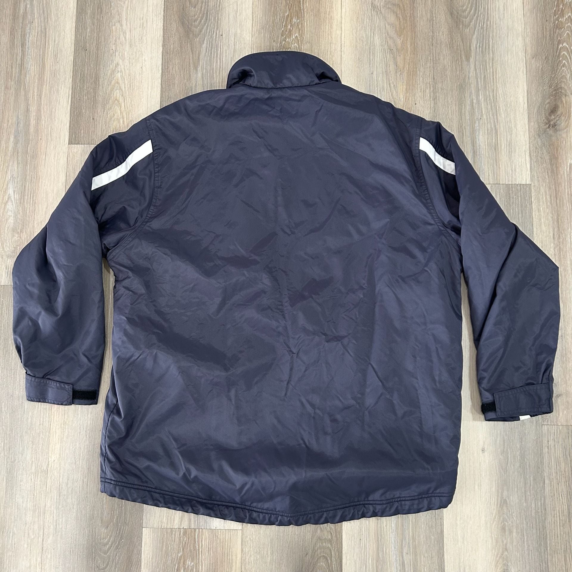Nike Vintage Full Zip Nylon Jacket Size L Navy Blue Fleece Lined 3