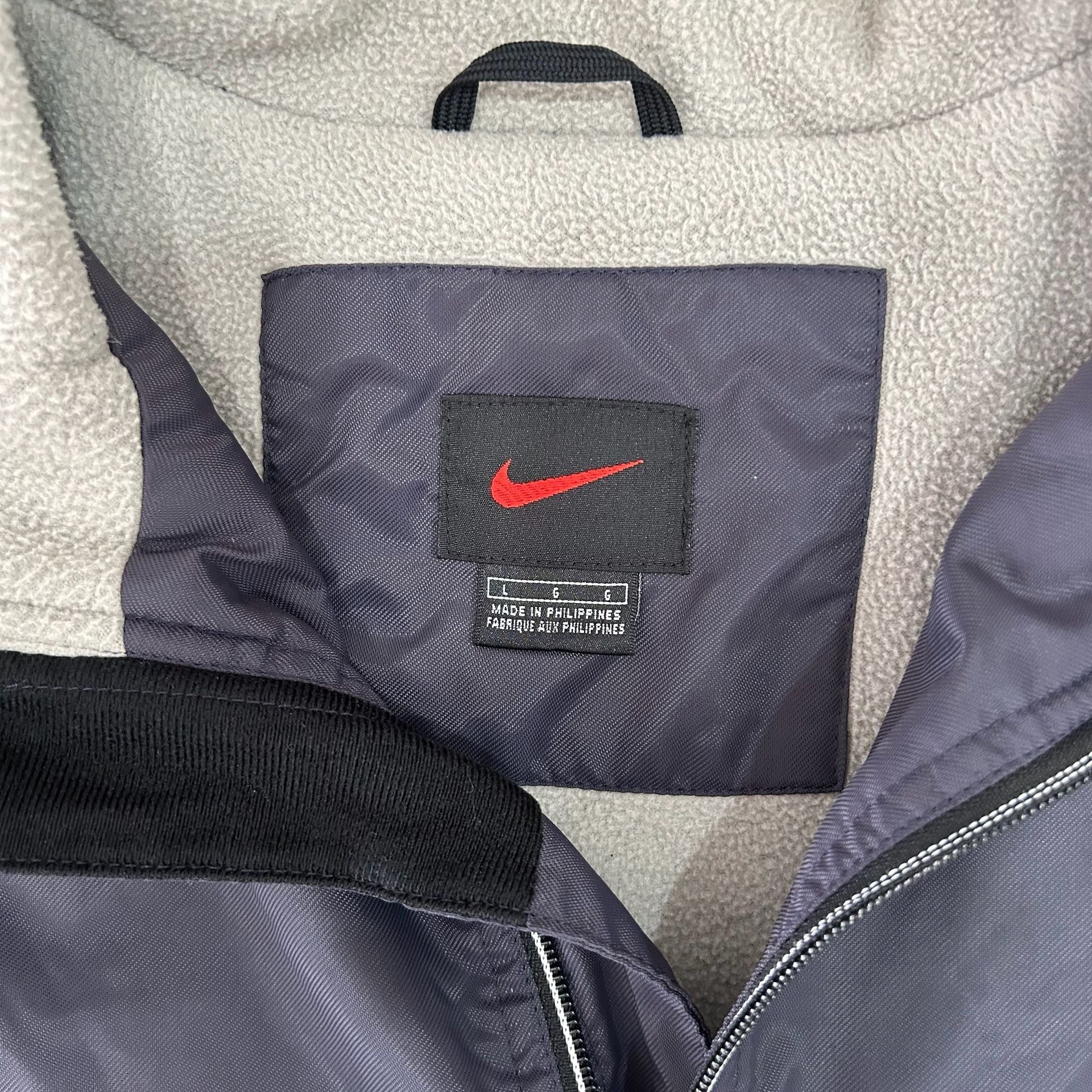 Nike Vintage Full Zip Nylon Jacket Size L Navy Blue Fleece Lined 4