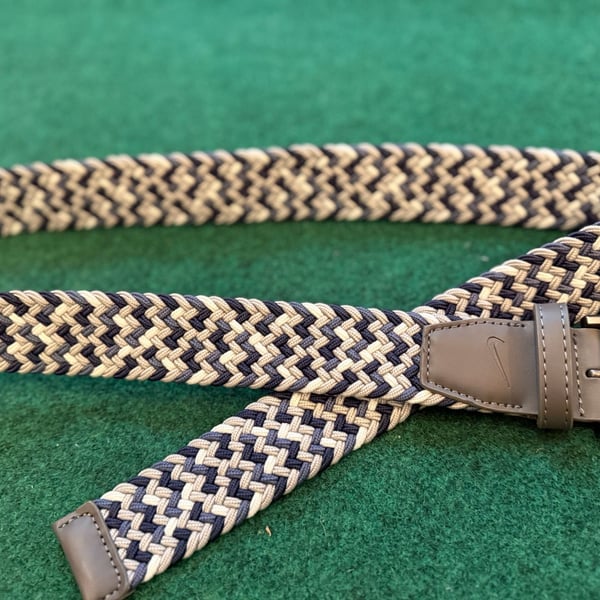 Nike Stretch Woven Belt Blue Beige Golf Braided