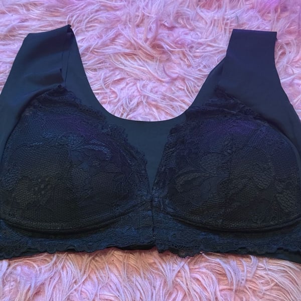 Jiuke Front Closure Bra Size 5XL Black Lace Seamless Sleep Bralette